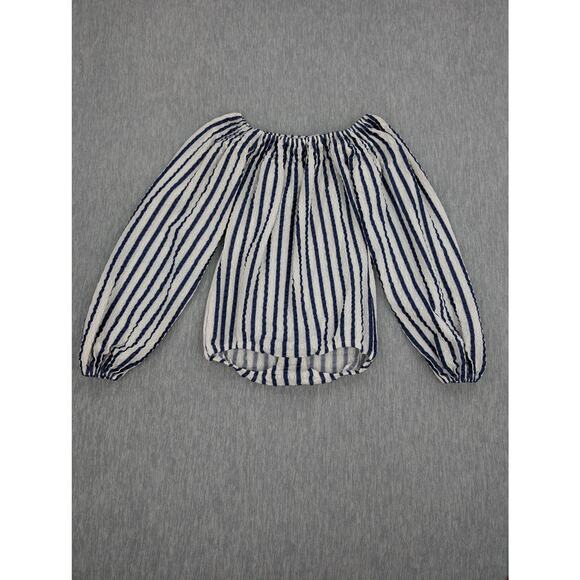 Vintage Danskin Bodysuit Womens Large Blue White Striped Lace Long Sleeve - Picture 1 of 14